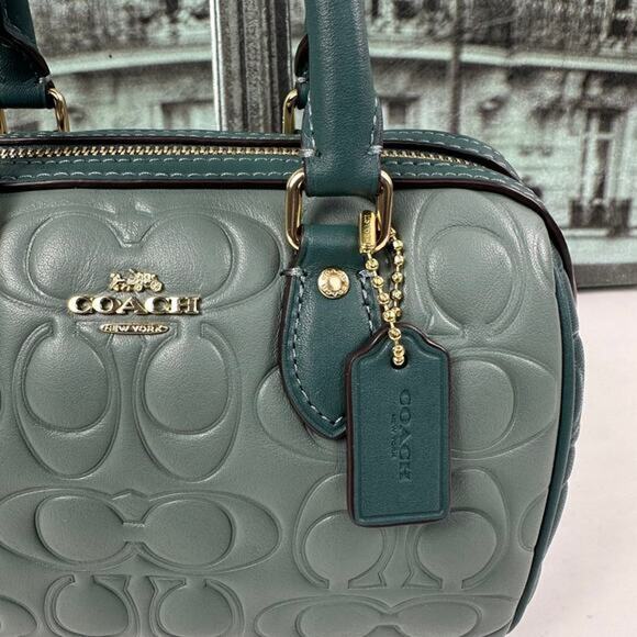 Coach CY744 Mini Rowan Crossbody Bag In Blocked Signature Leather IN Dark - Picture 8 of 9
